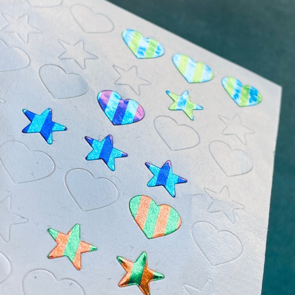 Vtg Stickopotamus Stickers Reward Glitter Foil Stars Heart Binder Journal School