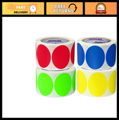 2″ Round Colored Stickers – 500 Permanent Labels for Arts & Crafts, Red, Green,