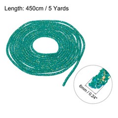 5 Yard 6mm Glitter Sequins Rope Sequins Rhinestone Cord Green