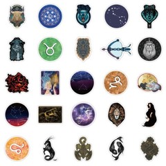 50pcs Constellations Zodiac Star Galaxy Northern Lights Starry Sky Sticker, 190