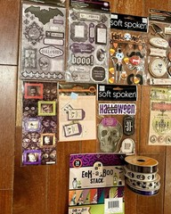 NEW! 15pc Lot HALLOWEEN Scrapbooking Supplies Paper Stickers Ribbon Scrapbook
