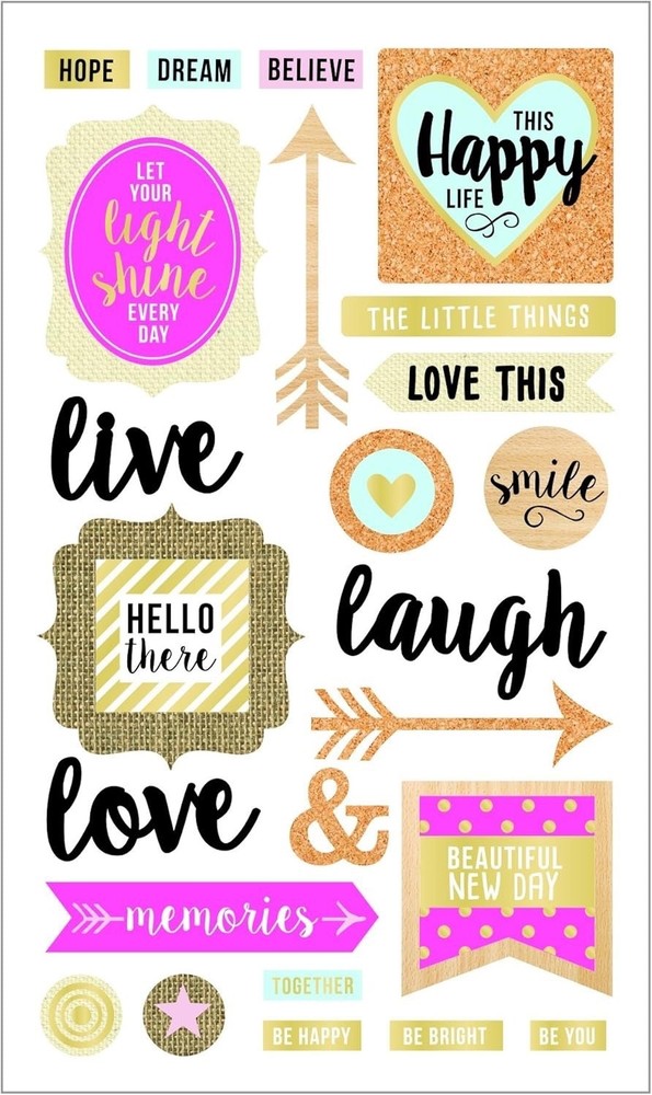 Momenta Inspirational Mixed Media Dimensional Stickers 24 Pc. Hope Dream Love…