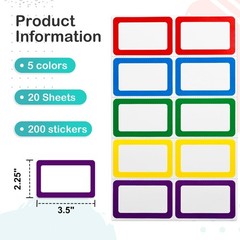 200 Blank Name Labels Stickers 3.5×2.25 Inch Perforated Sheets School Office Hom