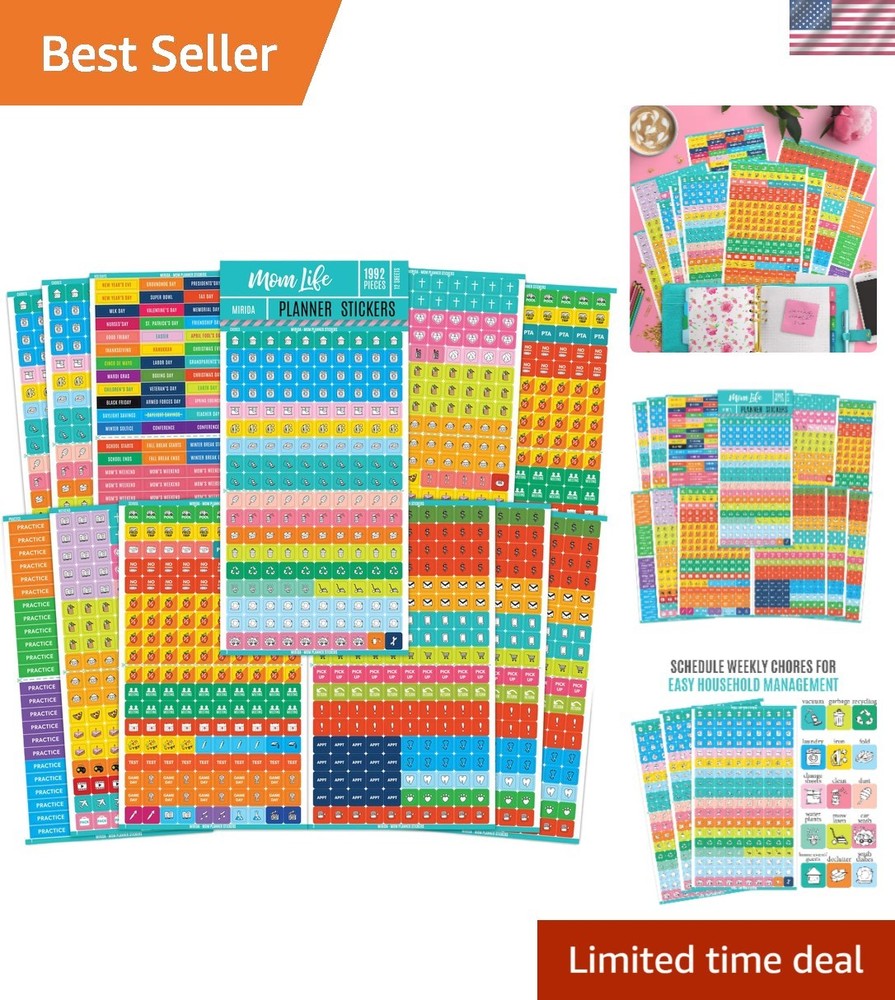 Comprehensive Planner Sticker Set: 1900+ Icons for Active Family Schedules