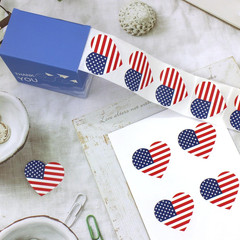 Heart-Shaped American Flag Stickers, 1.5 Inch, 500 Count