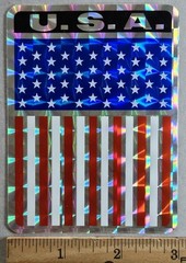 7 Selectra VTG Patriotic American USA Prismatic Flag Stickers, 250th Anniversary