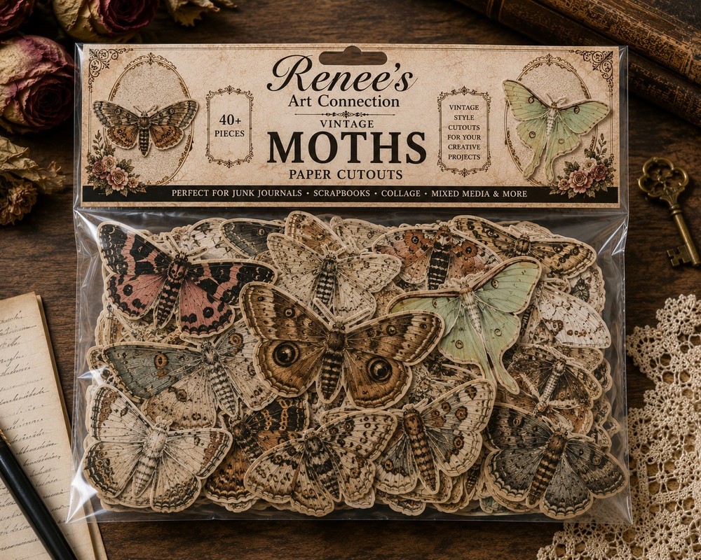 Vintage Moths Paper Cutouts | 40+ Nature-Inspired Ephemera Pieces | Junk Journal