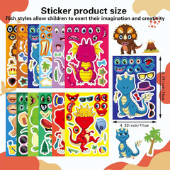 24 PCS Dinosaur Sticker for Kids, Make Your Own Dinosaur Sticker Sheets 12 Desig