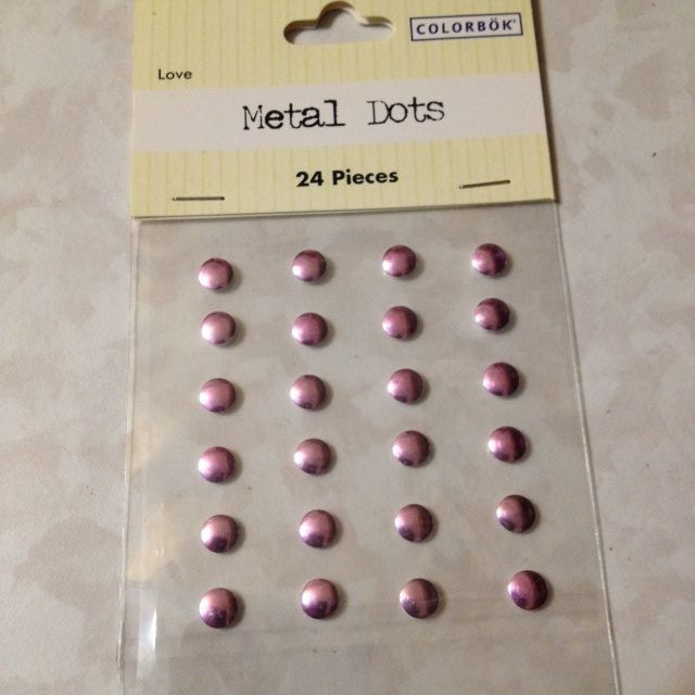 «2 PACKAGES» METAL DOTS COLORBOK 48 PC PASTEL PINK ‘LOVE’ METAL ADHESIVE PASTEL