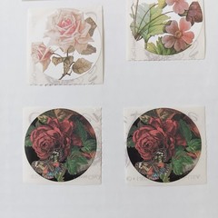 Set of 16 Brier Rose Victorian Flower Stickers – Oval And Circle