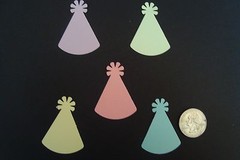 30 LARGE BIRTHDAY PARTY HAT PARTY HATS DIE CUTS PUNCHES CONFETTI 5 PASTEL COLORS
