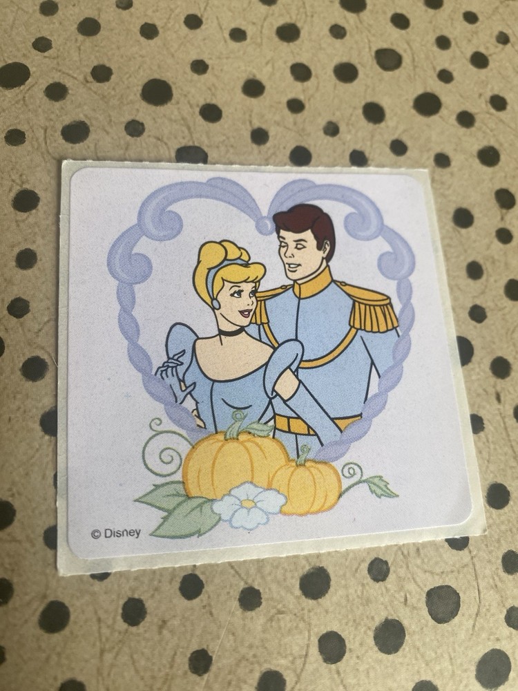 Vtg Smile Makers Disney Cinderella Sticker Module 2.5×2.5 Inches
