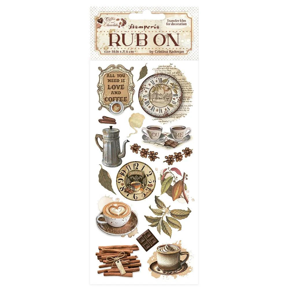 Stamperia Coffee & Chocolate Rub-Ons – All You Need Is Love And Coffee, DFLRB195