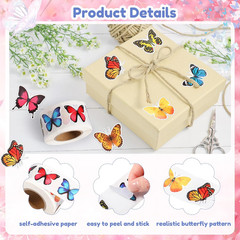 500 Pcs 1.5 Inch Colorful Butterfly Stickers Self-Adhesive Label Decals