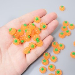60 Pcs Autumn Pumpkin Flatback Resin Charms 11 x 9mm
