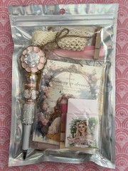 Lot for Journal Diary Scrapbook with Paper, Pet Stickers, Beaded Pen, Lace New
