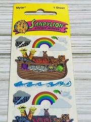 Vintage Sandylion Mylar Foil Noah’s Ark Stickers 1980’s Sealed Sheet