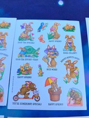 VINTAGE HALLMARK AGC STICKERS EASTER BUNNY DUCKS CHICKS NEW 6 FULL SHEETS