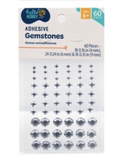 60 Clear Adhesive Gemstones Stickers Embellishments Assorted Sizes Papercraft