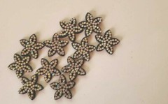CraftbuddyUS 10pcsx0.75 in AB Clear Black POINTED FLOWER Rhinestone Gems,No GLUE