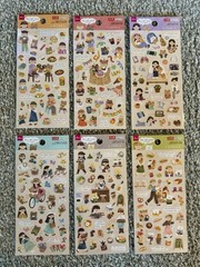 Lot of 12 MIND WAVE Routine Charm & DAISO Kawaii Japanese Girl Stickers