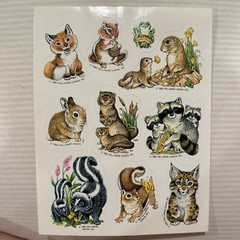 Vintage 1982 Hallmark Sticker Sheet Woodland Animals