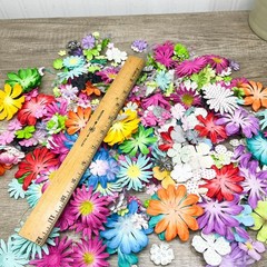 Bulk Craft Flower Lot Paper Fabric Scrapbooking DIY Mixed Colors Sizes Daisy