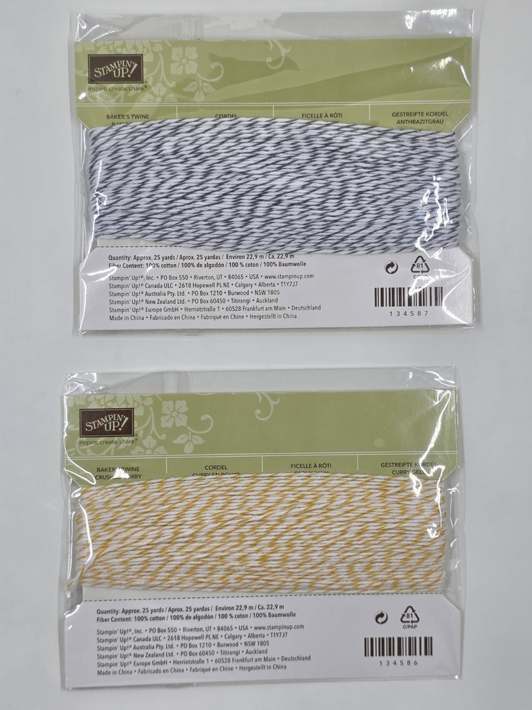 Stampin’ Up! Baker’s Twine Lot – Crushed Curry & Basic Gray – 2 unopened packs