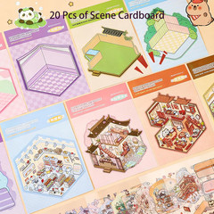 40 Sets DIY 3D Sticker Scenes, Miniature House Pet Shop Room Stickers