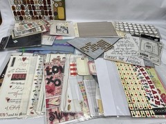 HUGE Lot Scrapbooking Paper Stickers Vellum Die Cuts Punch Great Variety
