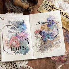 20Pcs Vintage Stickers Washi Paper + PET Junk Journal Planner Scrapbooking Craft