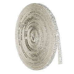 4 Yard 3 Row Self Adhesive Rhinestone Ribbon Crystal Strips Silver Tone