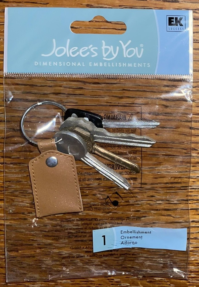 RARE JOLEES Car Keys🔑Fob Home House Key Chain Ring 3D Scrapbook Non-Adhesive