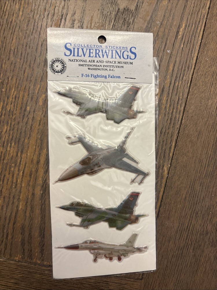 Vintage SilverWings Fighter Plane Stickers National Air And Space Museum F-16A