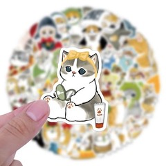 55PCS Kawaii Mofusand Cute Shark Cat Stickers Waterproof DIY Decals