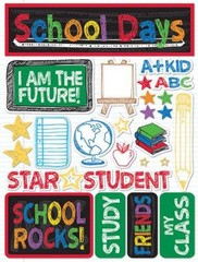 Scrapbooking Crafts Stickers 3D School Days Rocks! Star Student Books Paper A+