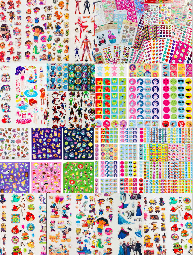 889+ STICKERS Random Vinyl Laptop Luggage Decals Puffy Pop Up Fun Characters Lot