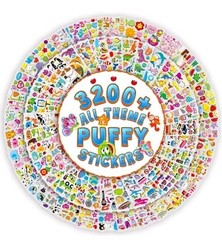 3200+ Stickers for Kids, 3D Puffy Stickers, 64 Different Sheets, Cute Animals…
