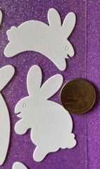 WHITE FUZZY RABBIT Stickers (6pc)Stampendous•Holiday•Easter •Bunnies•Jumping•