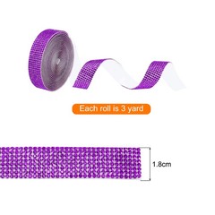 0.6 Inch Self Adhesive Rhinestone Strips 3 Yard for Crafts,Fantasy Purple