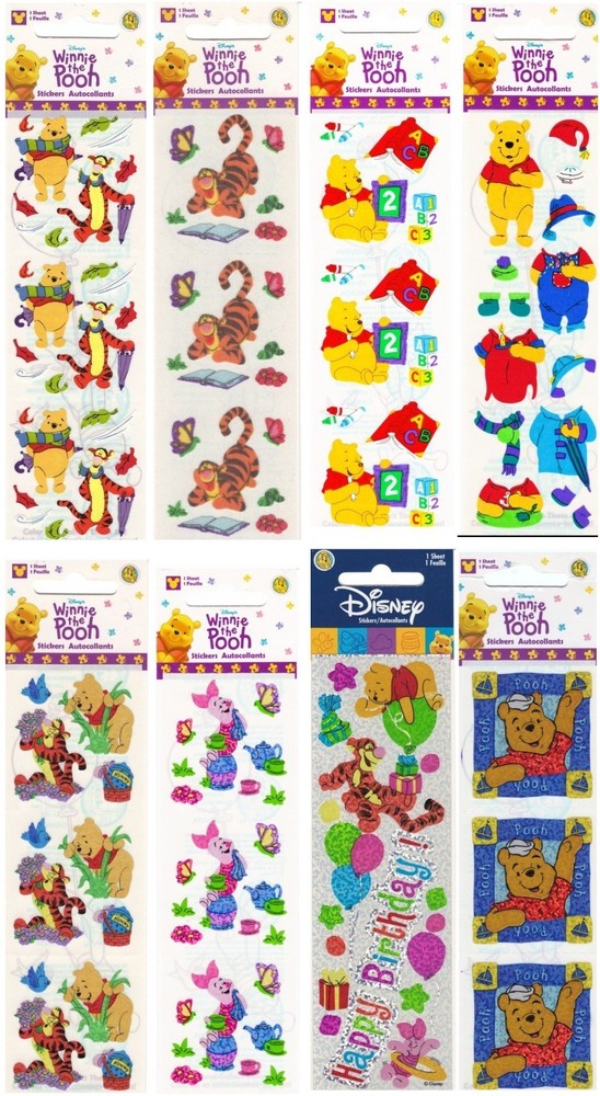 New Vintage 8 Packs Sandylion Disney Winnie The Pooh Tigger Piglet Stickers NIP