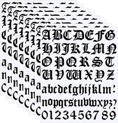 8 Sheets Letter Stickers Vinyl Old English Alphabet Number Stickers Self Adhe…