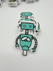 Robots Foam Stickers 40 pcs 5 Colors Retro Robot Craft Scrapbook Embellishment