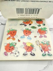 Vintage 1996 Standard Publishing stick-n-sniff stickers Happy Strawberries