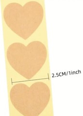500 pc Sticker Seals Roll Kraft Traditional Plain Simple Heart Self Adhesive NEW