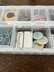 Lot in Case of Embellishments for Crafts and Scrapbooking, Letter Beads, Charms
