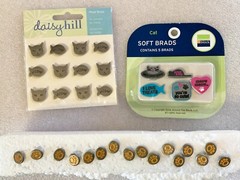 5 Diff Sets of Decorative Cat & Flower Themed Brads-Assorted Brands -You Choose
