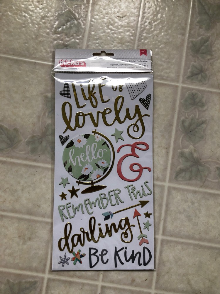 American Crafts Thickers Chipboard Gold foil Accents Stickers Life is Lovely