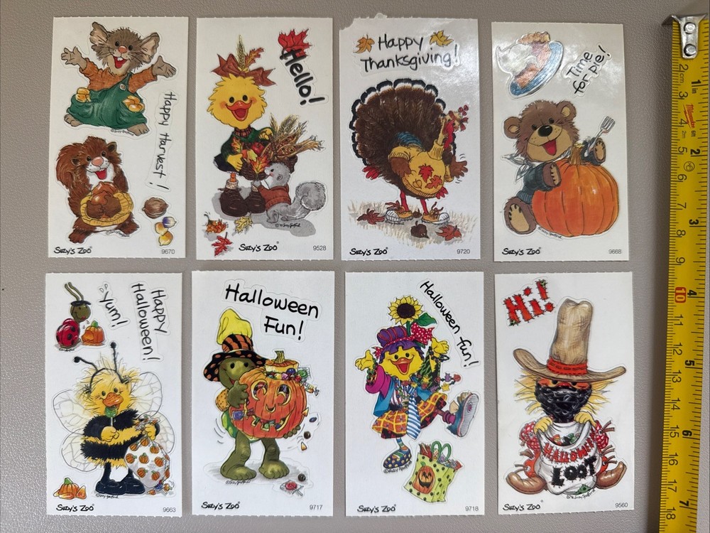 Lot Of Suzy’s Zoo sticker sheets Fall Thanksgiving Halloween Turkey Turtle Mouse