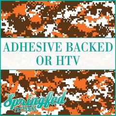 Digital CAMO in Orange, Brown & White Adhesive Vinyl or HTV Heat Transfer Vinyl